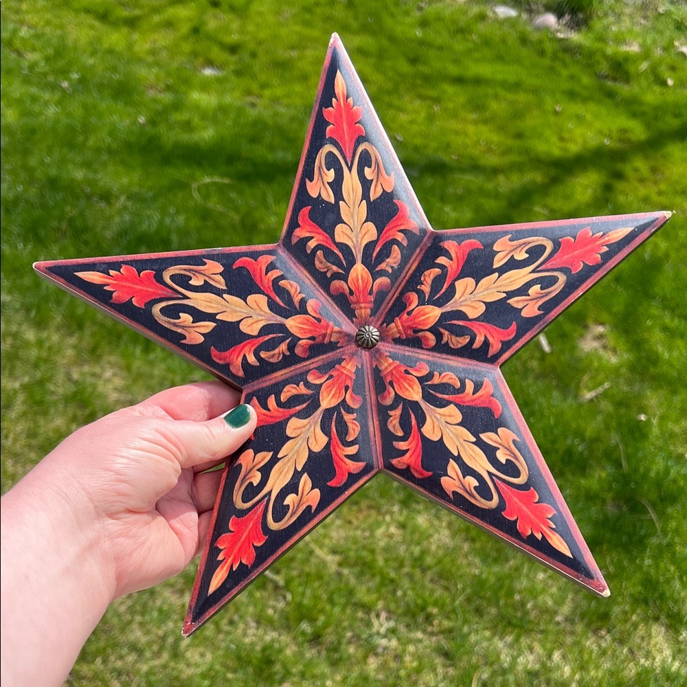 Southwestern Style Red Black Golden Yellow Star Wall Plaque Wall Hanging